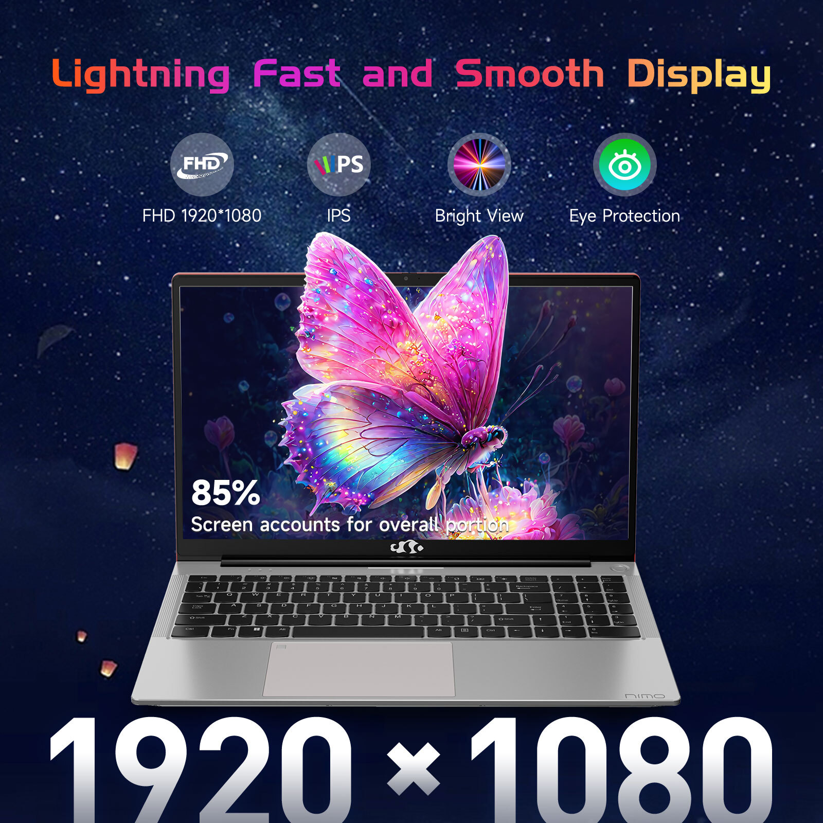 NIMO 15.6″ FHD Laptop Intel Pentium Quad-Core N100 8GB RAM 128GB SSD WiFi 6