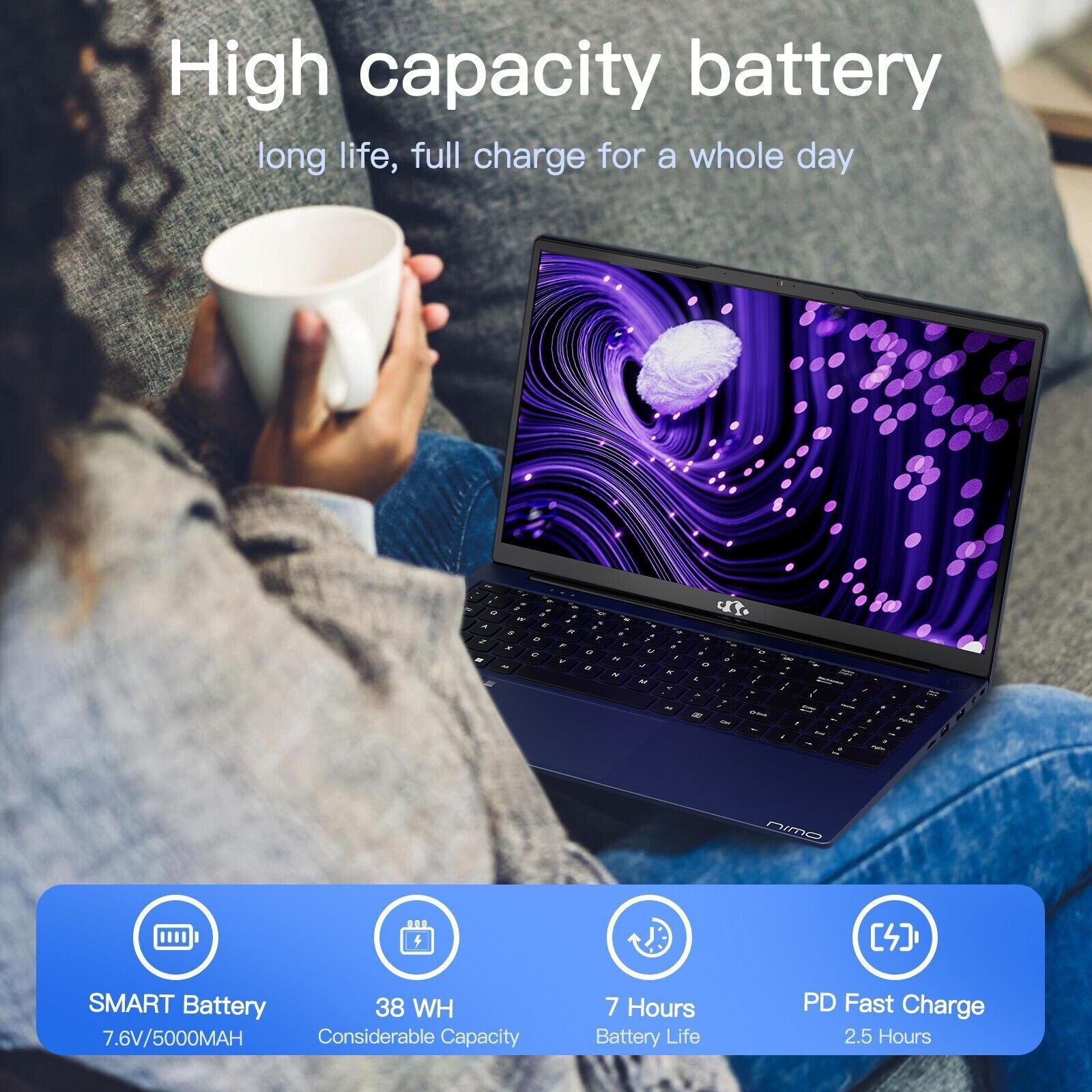 NIMO15.6″ Laptop Intel Pentium Quad Core N100 8GB Memory 128GB SSD Fingerprint