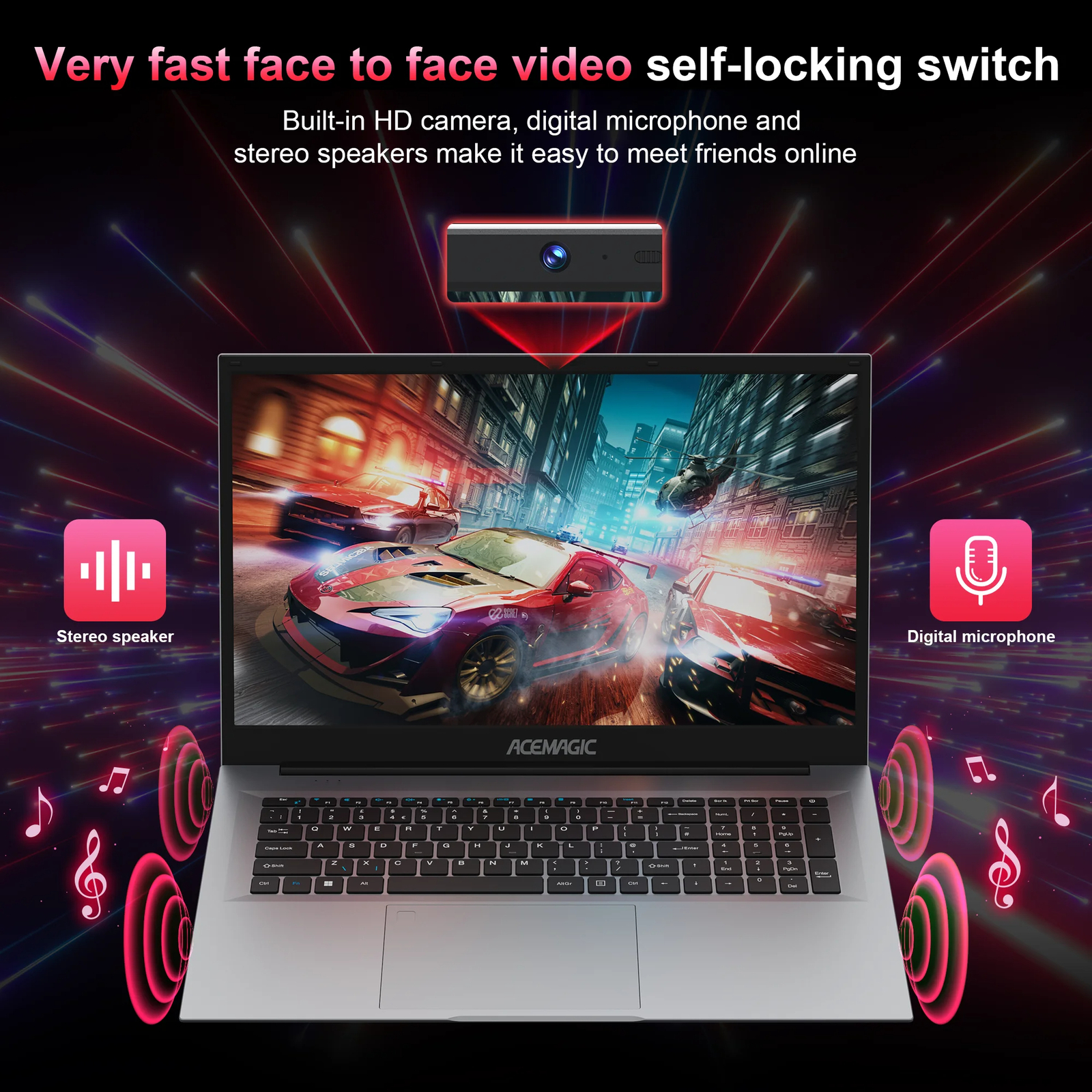 ACEMAGIC 18.5» Laptop Intel N150 16GB DDR4 512GB SSD Windows 11 Pro Notebook