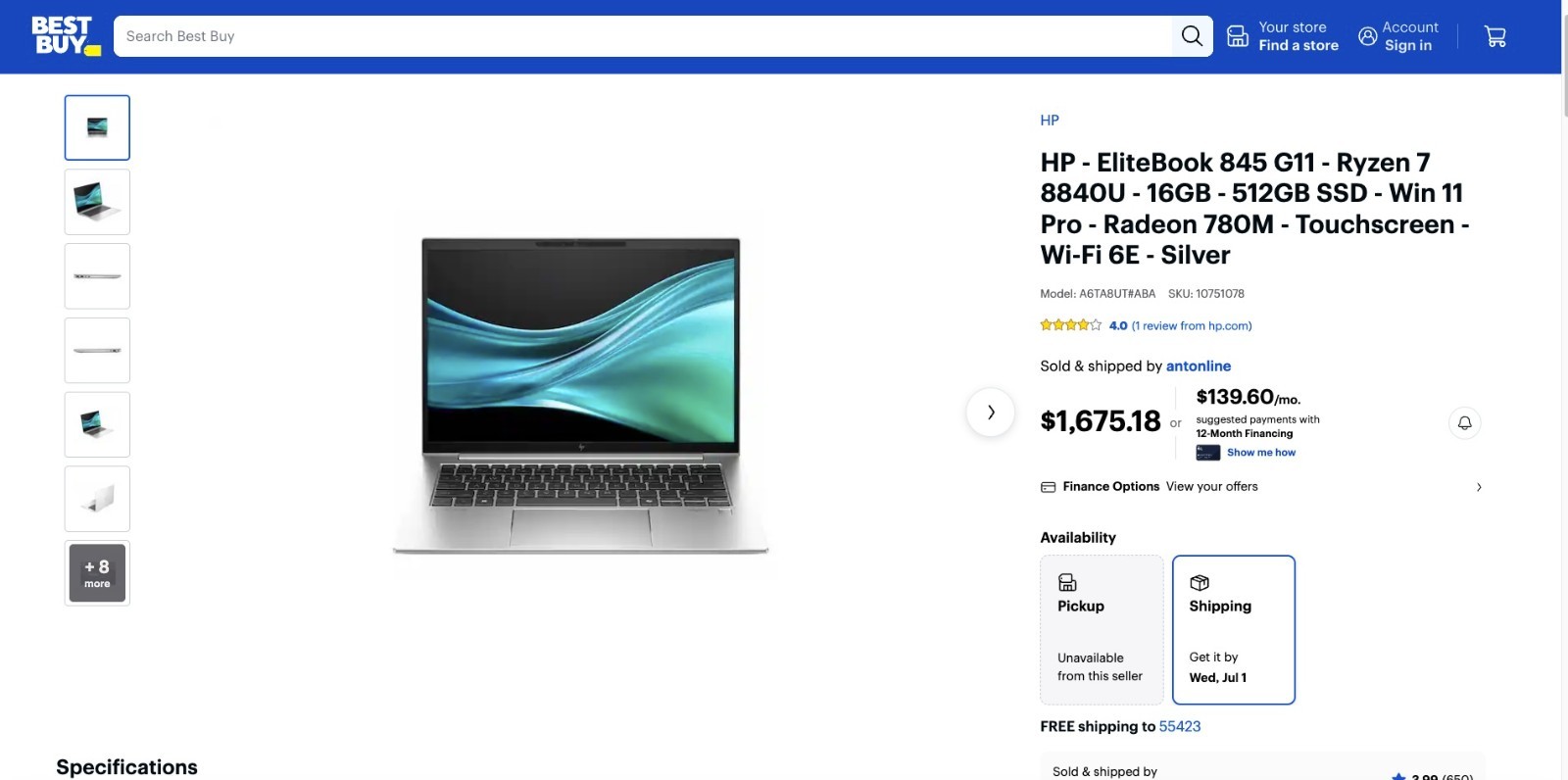 HP EliteBook 845 G11 Ryzen 7 PRO 8840U 16GB 512GB WIN11PRO -TOUCHSCREEN – BNIB
