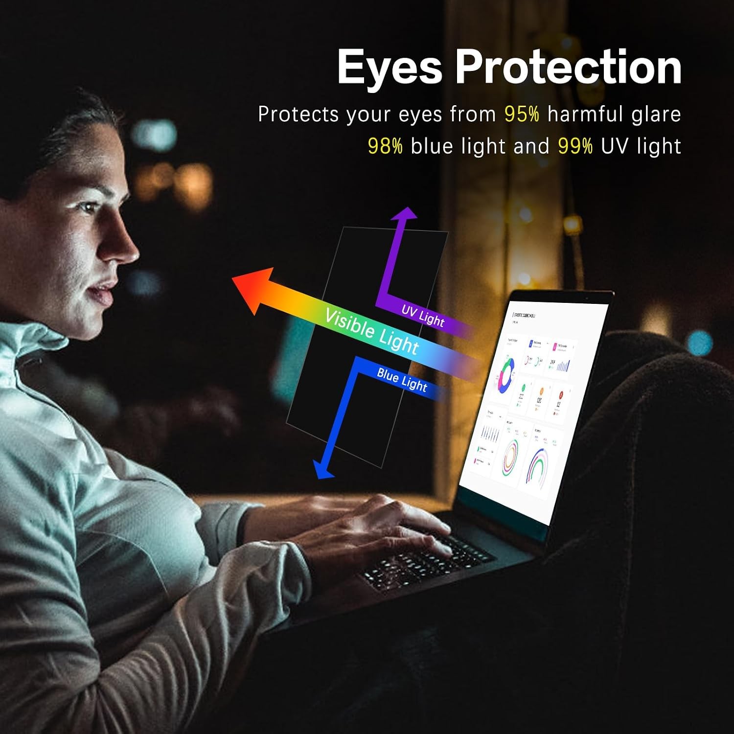 Laptop Privacy Screen 15.6 Inch 16:9 Aspect Ratio, Removable Anti Glare Filter P