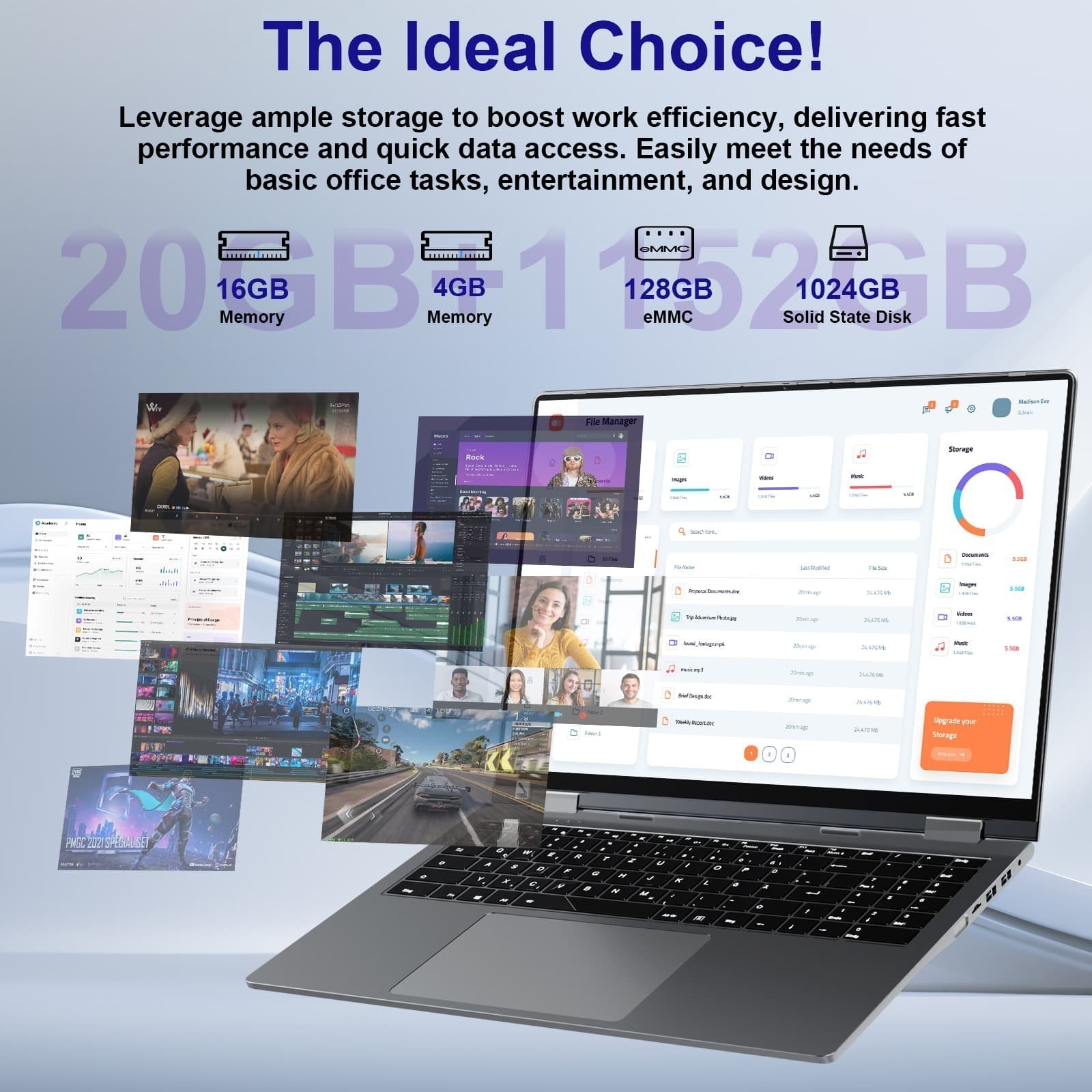 2026 Jumper 2-in-1 Laptop Tablet 16″ Touchscreen 4GB+256GB / 20GB+1152GB Win11