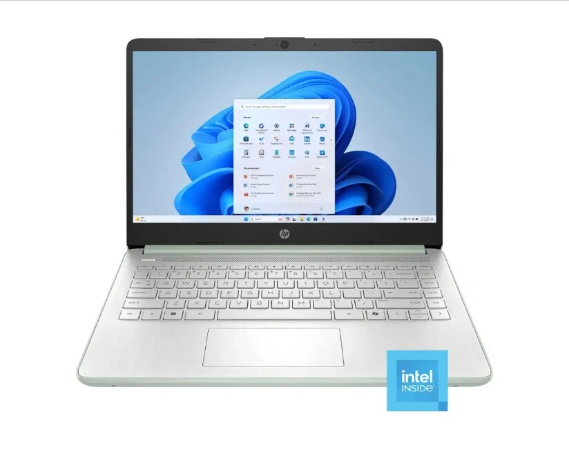HP 14″ Student-Laptop Intel Processor N150 4/8/16GB RAM 128GB UFS Willow Green