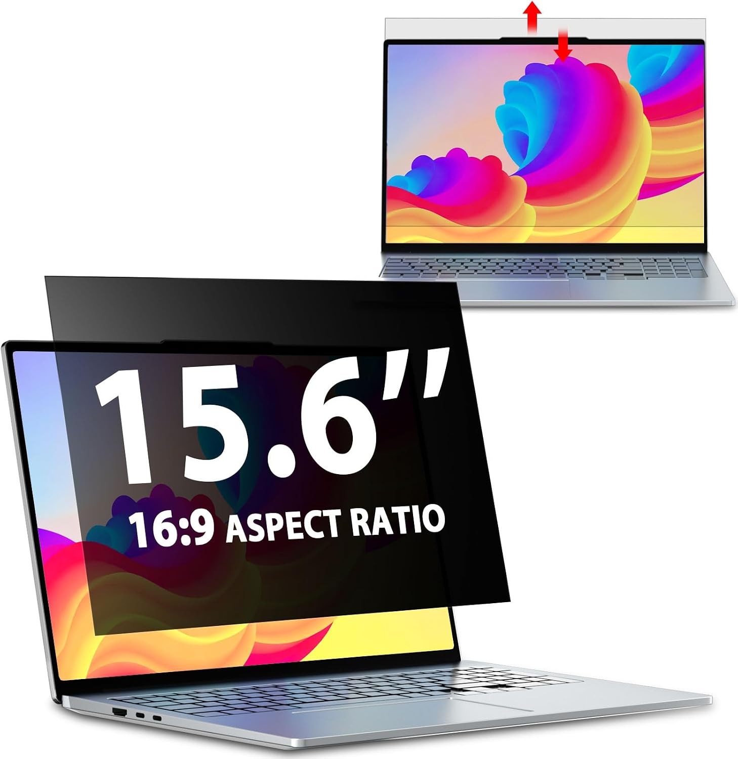 Laptop Privacy Screen 15.6 Inch 16:9 Aspect Ratio, Removable Anti Glare Filter P