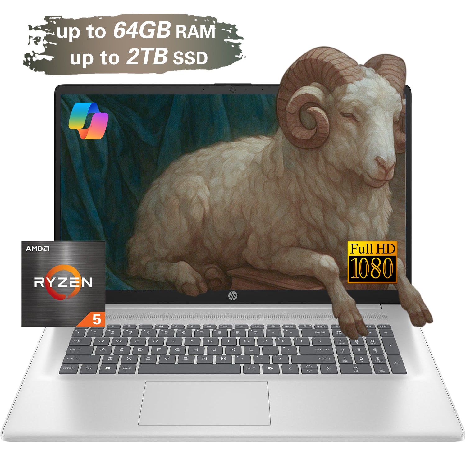 HP 17.3″ HB Touchscreen Laptop computer 4.3GHz Ryzen 5-7430U UPTO 64GB RAM 2TB