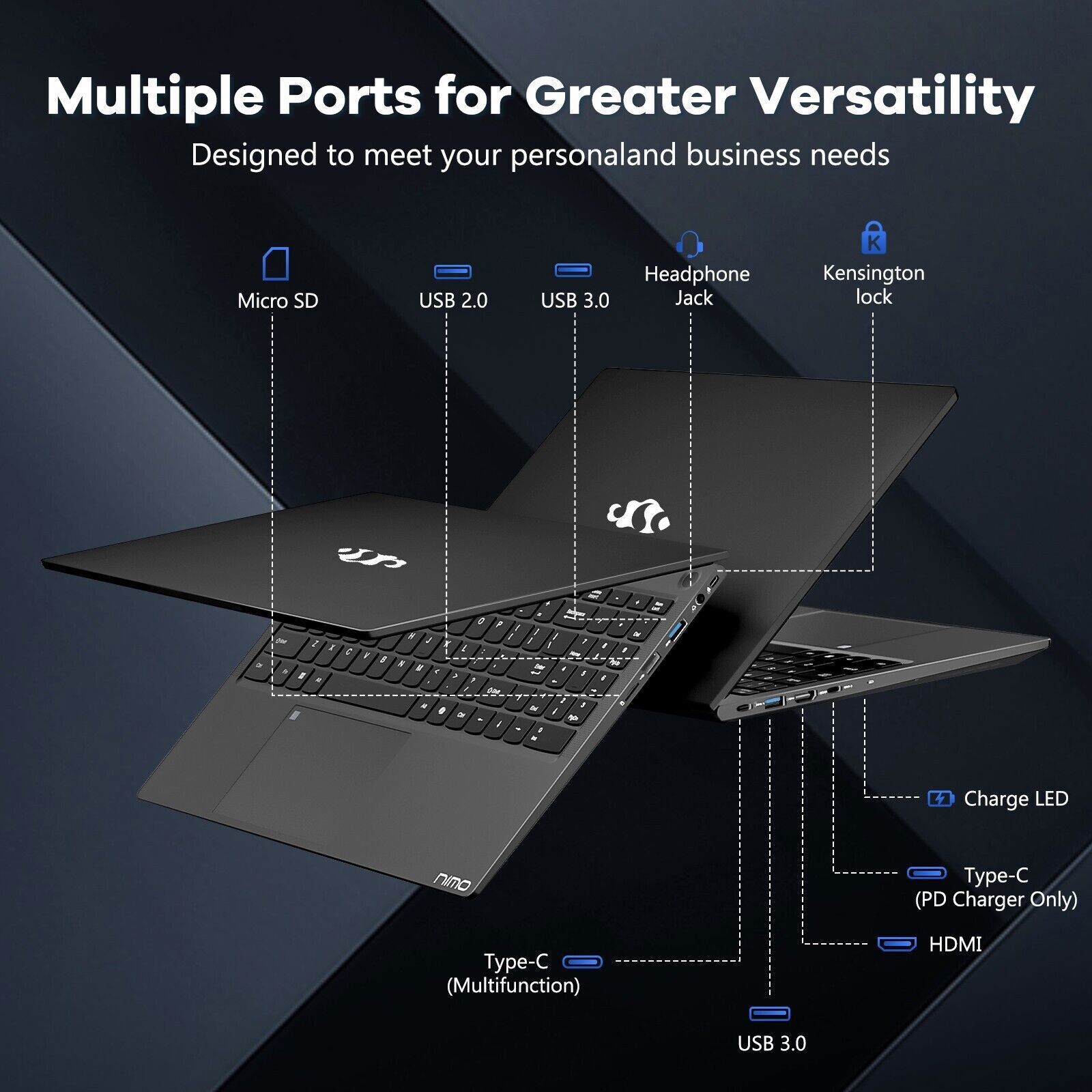 NIMO 15.6″ FHD IPS Laptop Intel 8 Cores i5-12450H Up to 4.4GHz 8GB RAM 256GB SSD