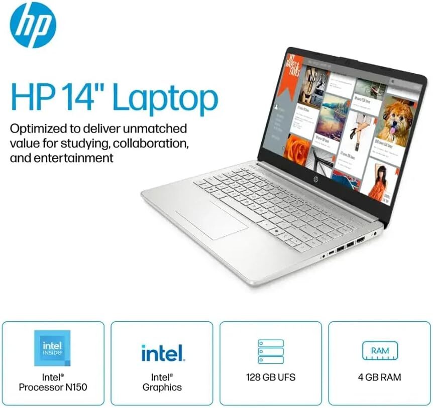 HP Student Business 14 in Laptop, Intel N150,UpTo 16GB RAM,384GB Storage+W11pro
