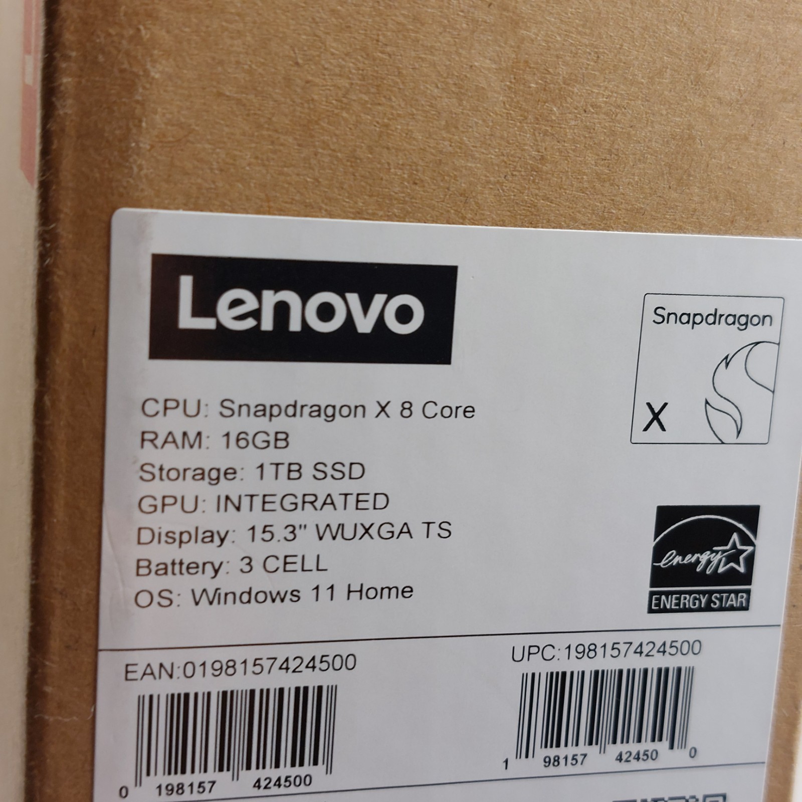 Lenovo IdeaPad Slim 3x 15.3 Touch Snapdragon X 16GB 1TB SSD GRAY -PLEASE READ