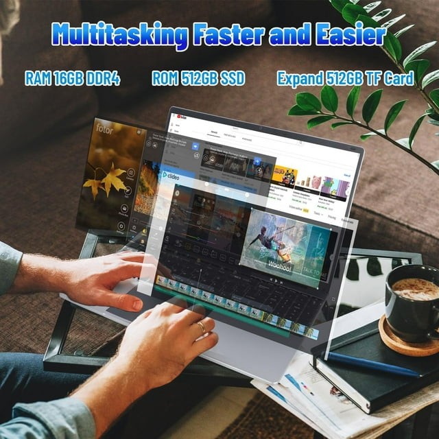 15.6 inch Laptop 16GB+512GB Windows 11 Computers WiFi, Bluetooth, Type-C