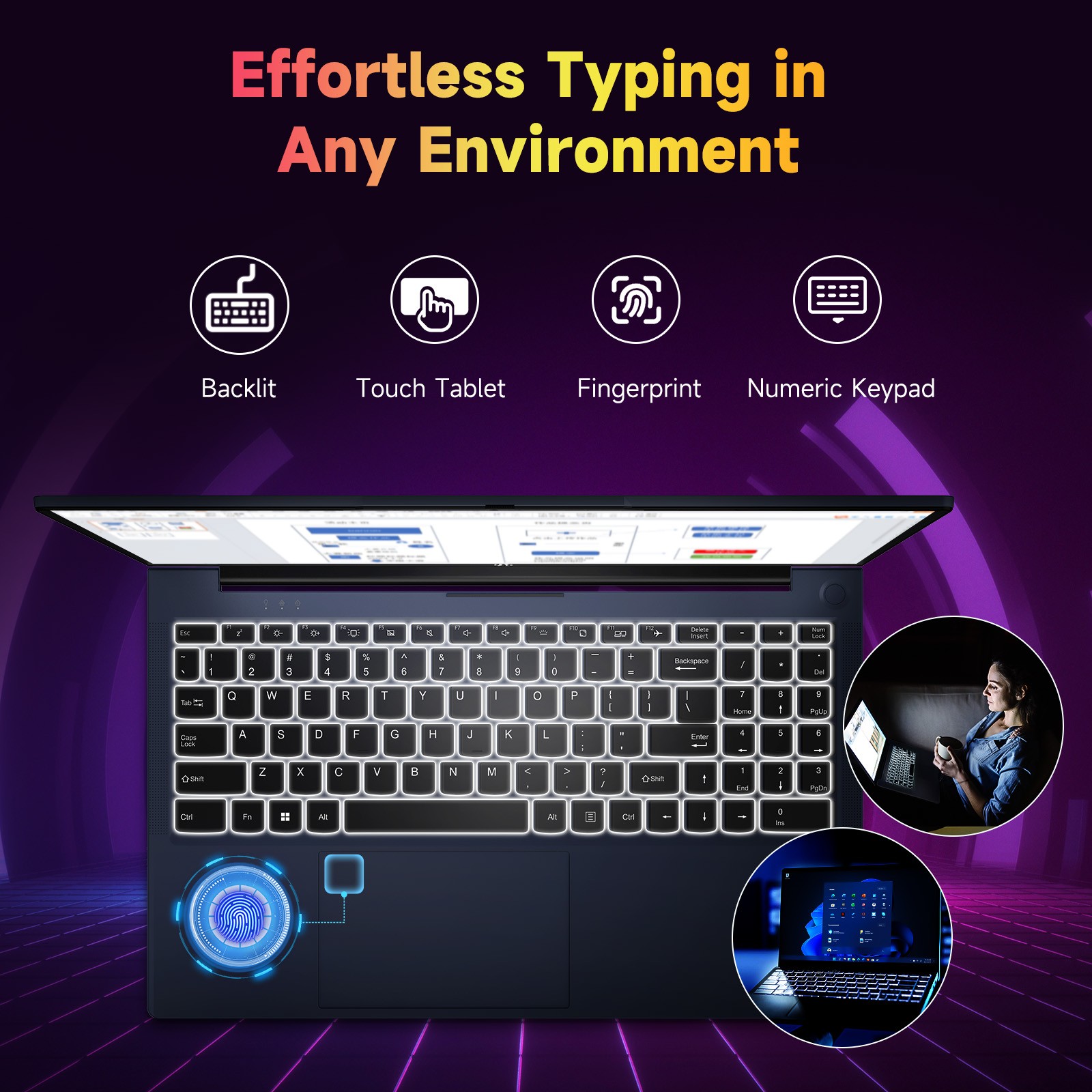 NIMO 15.6″ Laptop 4/8GB RAM 128/256/512GB SSD Intel Quad-Core N100 Fingerprint