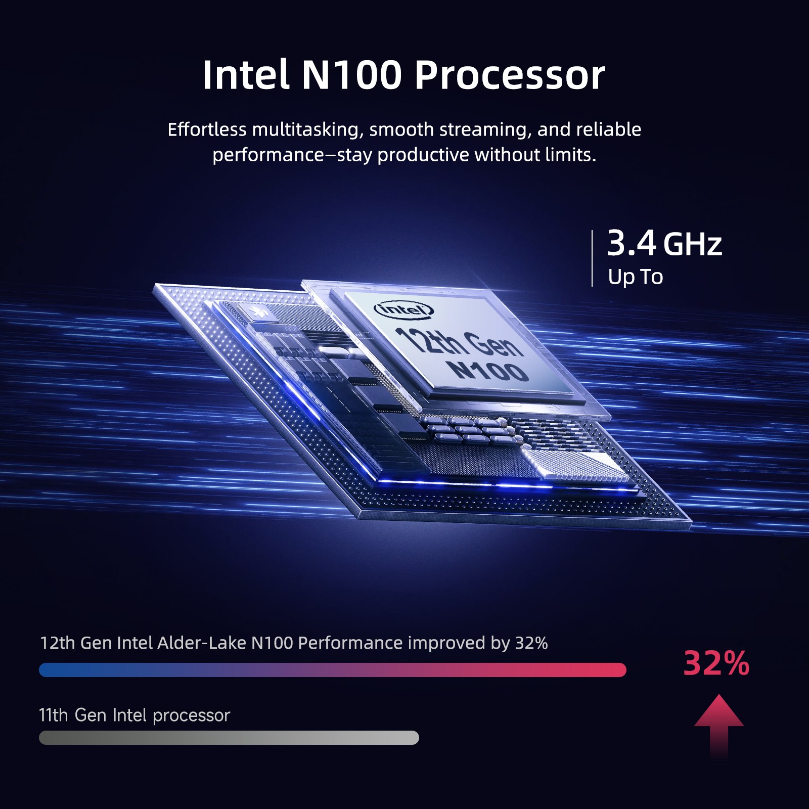 NIMO15.6″ Laptop Intel Pentium Quad Core N100 8GB Memory 128GB SSD Fingerprint