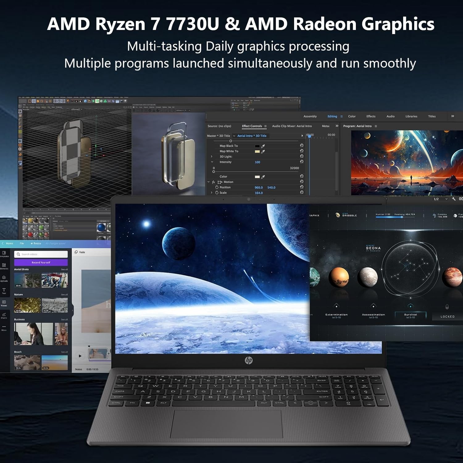 HP 255 G10 Laptop 15.6 in FHD AMD Ryzen 7 7730U UpTo 64GB RAM 4TB Windwos 11 Pro